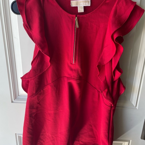 Red Ruffle Sleeveless Top - Picture 2 of 5